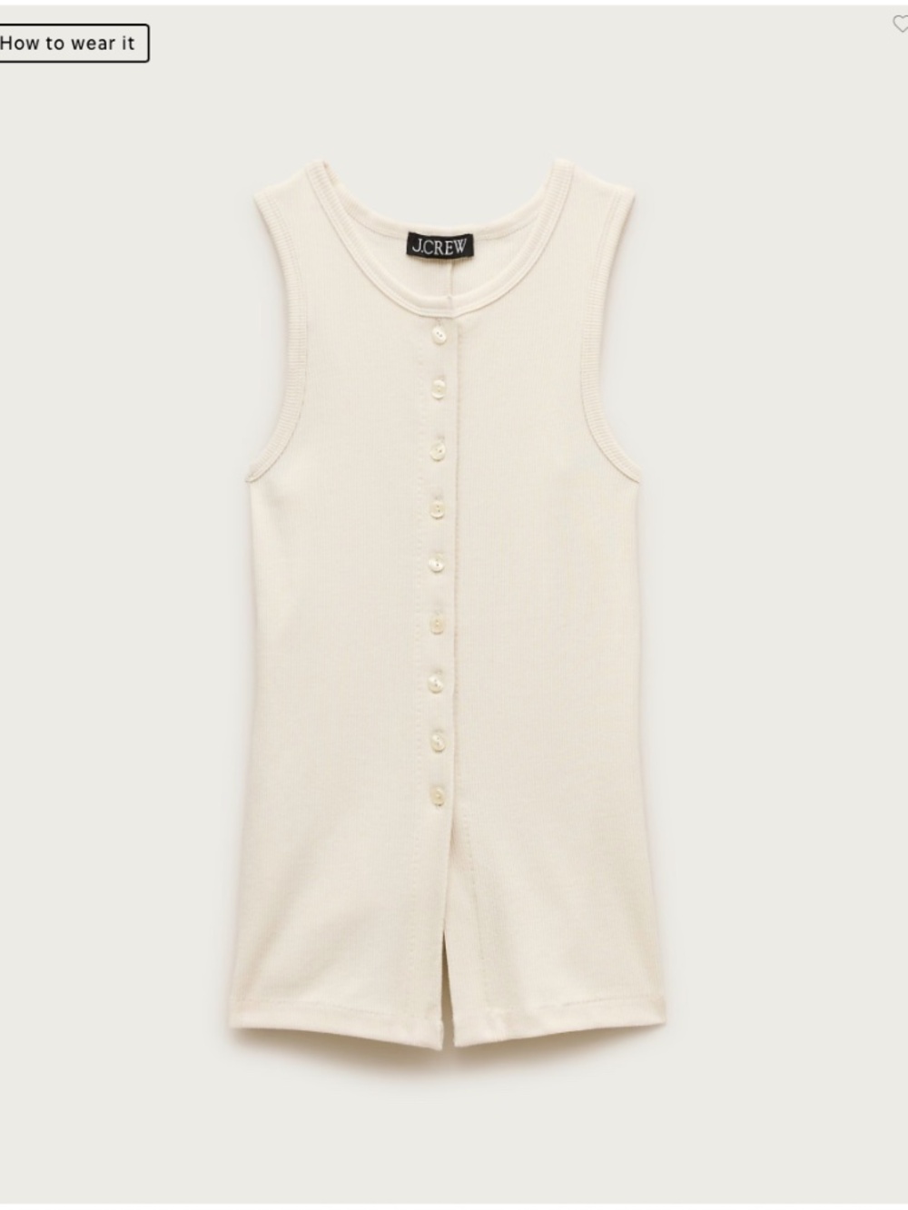 NWT JCrew Ribbed Button Front Top - Picture 2 of 5